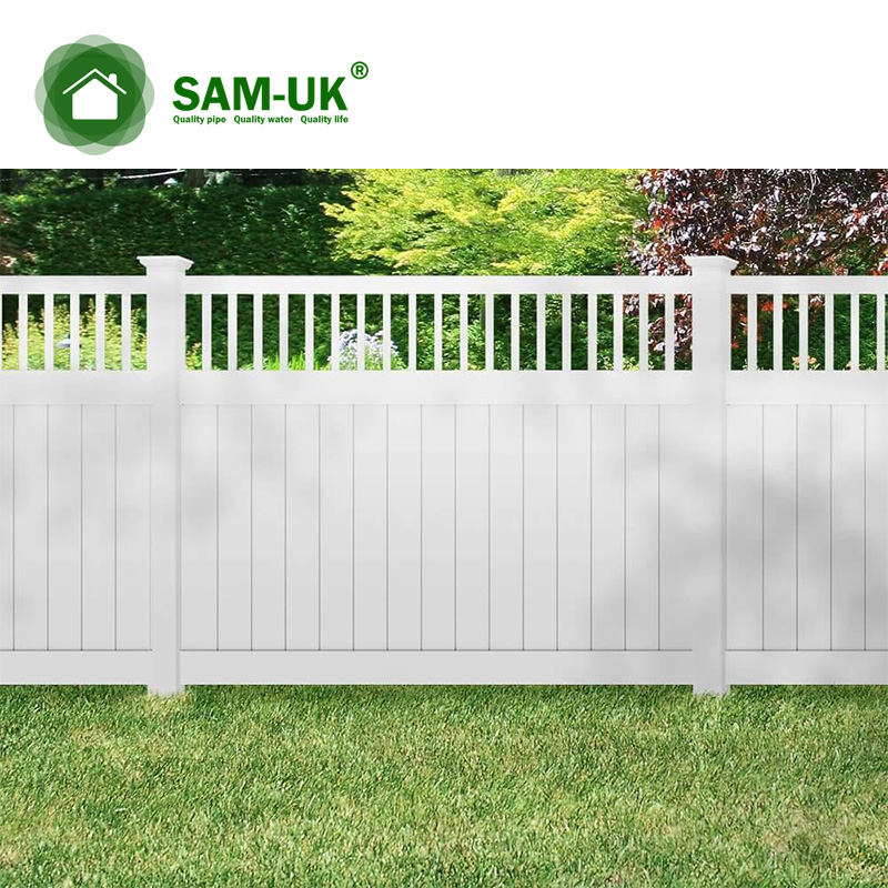 5' x 8' vinyl private fence tongue and groove uneven ground