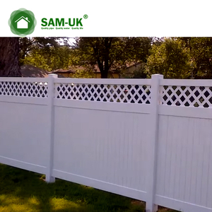5' x 8' vinyl privacy fence with top lattice on a slope hill