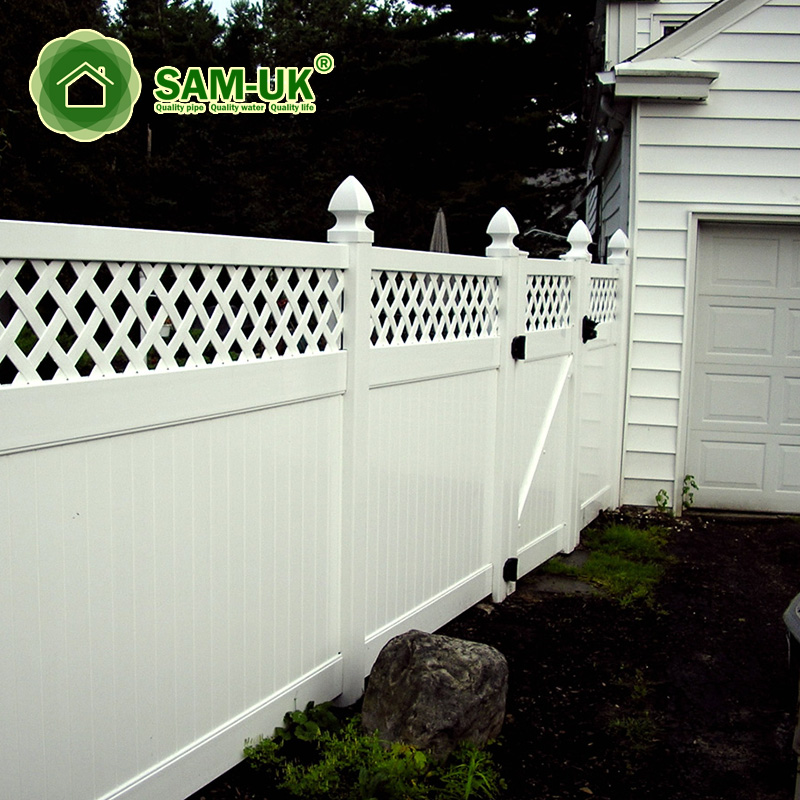 6' x 8' composite vinyl privacy fencing with top lattice on deck