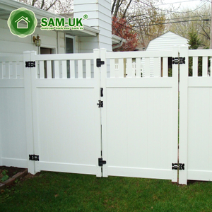 6' x 8' modern vinyl privacy fence with double gate
