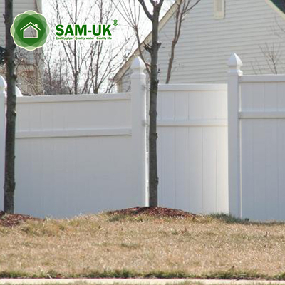 7 Feet Tall Heavy Duty Vinyl Private Fence with Mid Rail