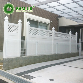 White Plastic Picket Fencing Fence With Top Lattice