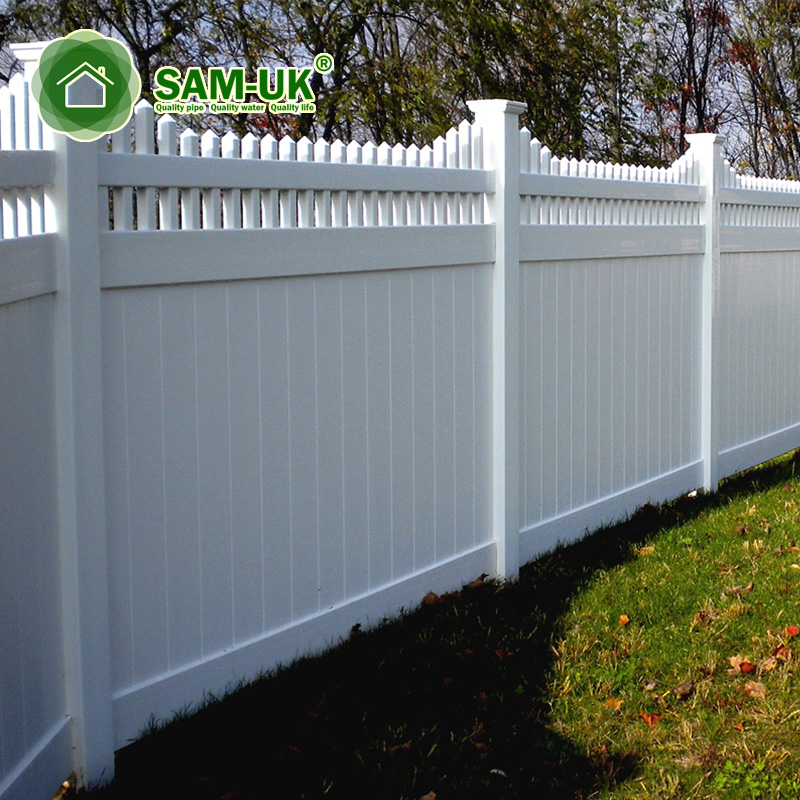 White Plastic Yard Fence Privacy Palisade Vinyl Fence